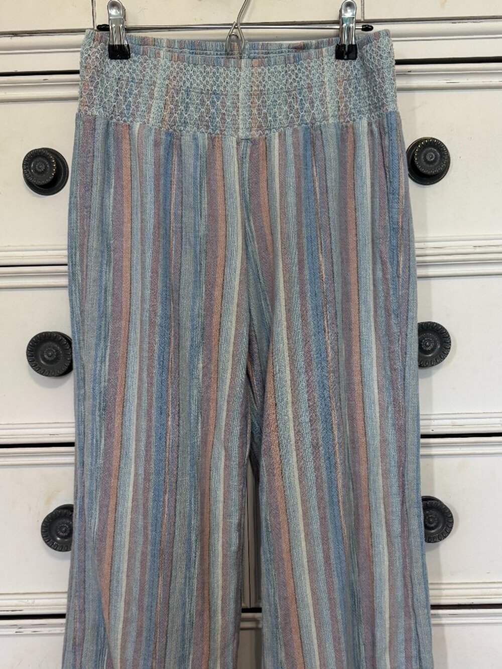 Indigo Rein Boho Vertical Stripe Pants size Small Linen